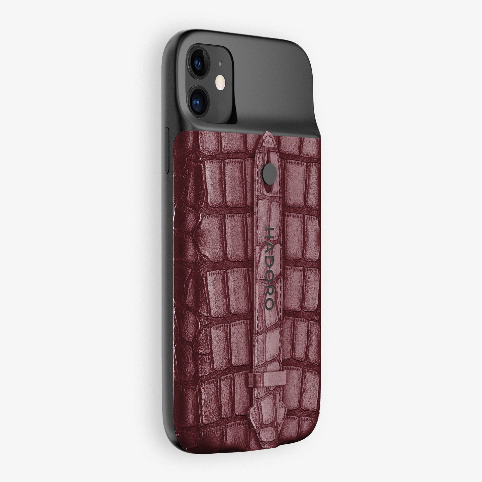 Alligator Battery Finger Case for iPhone 11 | Burgundy/Burgundy - Black
